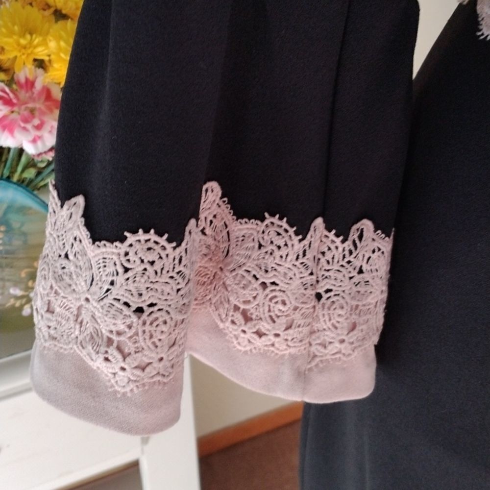 Sangria Little Black Dress With Lace Trim - Picture 3 of 13